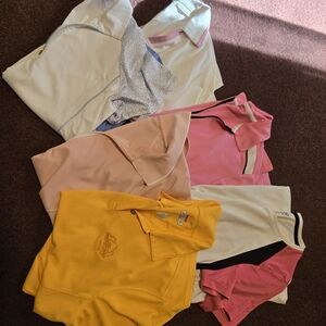 Golf Shirt Lot Short Sleeved Large Pink, Blue, White, Yellow 5 Shirts